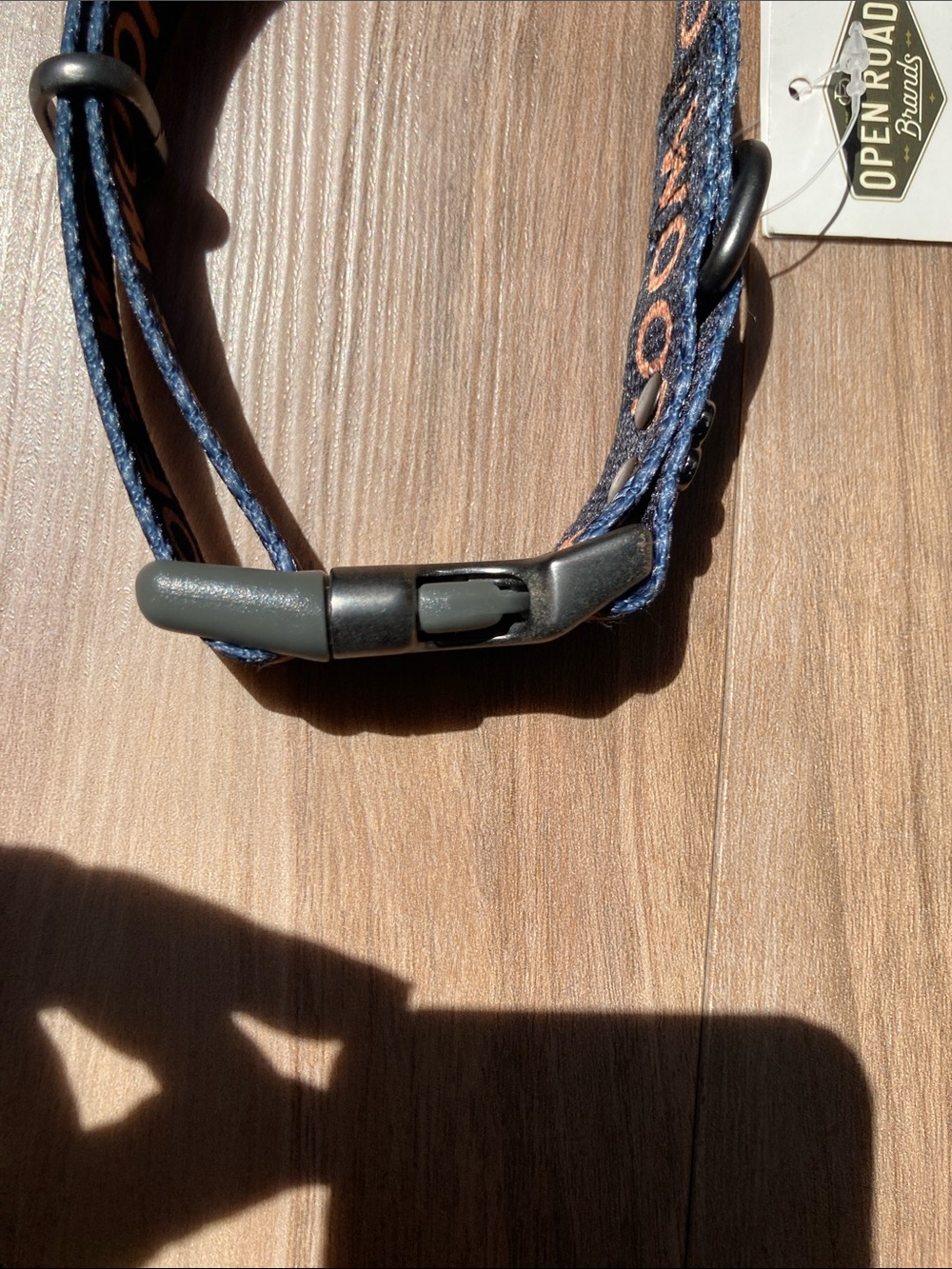 Dog collar woof printed collar with metal paw print & heart embellished accent - Picture 7 of 13